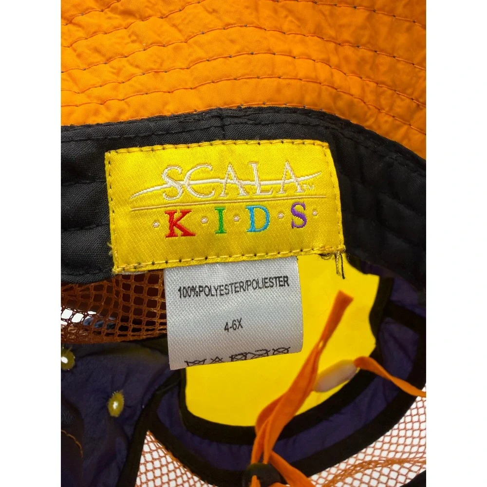 Scala Kids Bucket Hat Yellow Purple Orange Mesh Sun Hat Adjustable Strap 4-6X